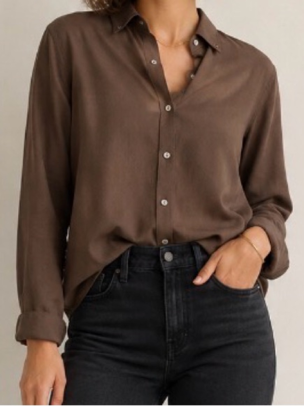 A&F Men’s Mocha Mousse Cotton Blend Long Sleeve  Button Down Blouse Size S NWT